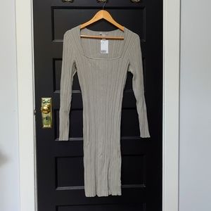 NWT H&M taupe rib knit midi dress